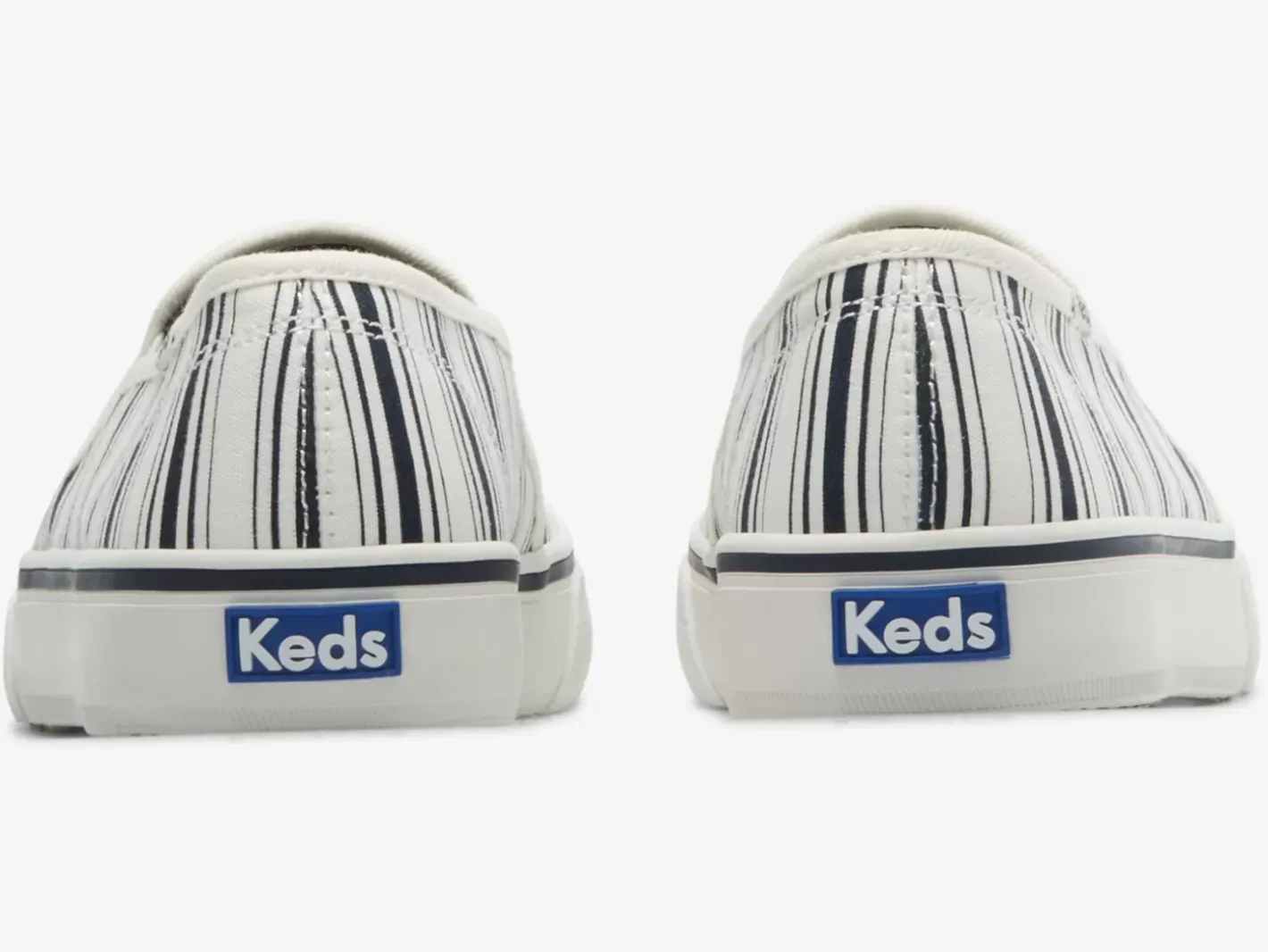 New Women's Double Decker Canvas Stripe Slip On Sneaker Women Slip Ons
