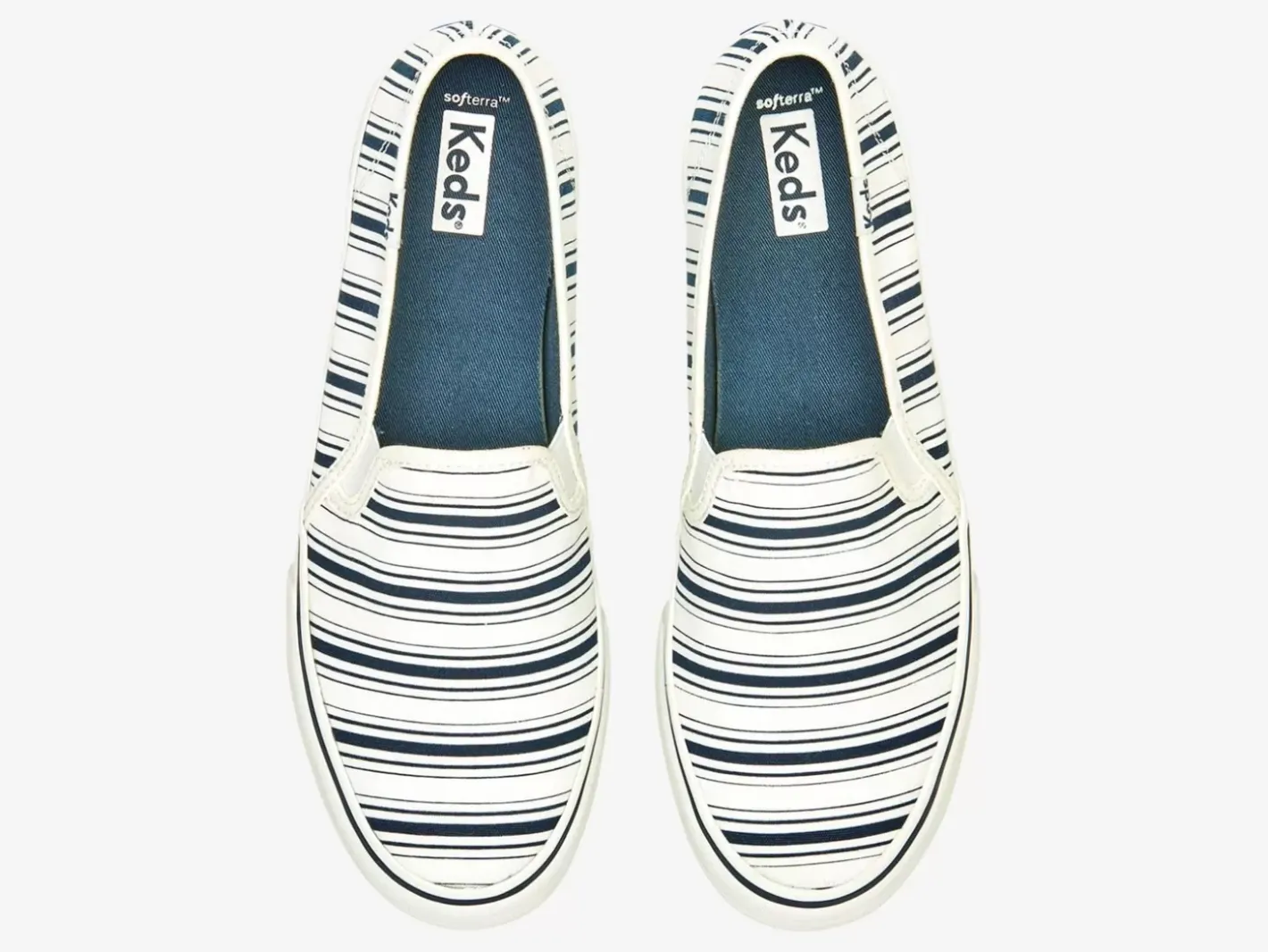 New Women's Double Decker Canvas Stripe Slip On Sneaker Women Slip Ons