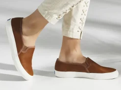 Sale Women's Double Decker Leather Slip On Sneaker Women Leather