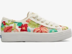 Clearance Women's Triple Kick Tropical Embroidery Sneaker Women Platforms
