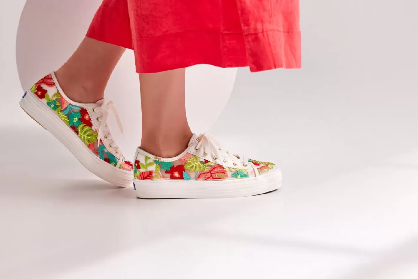 Clearance Women's Triple Kick Tropical Embroidery Sneaker Women Platforms