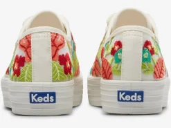 Clearance Women's Triple Kick Tropical Embroidery Sneaker Women Platforms