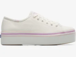 New Women's Triple Up Canvas Foxing Stripe Sneaker Women Platforms